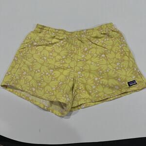 Patagonia Baggies Shorts S Yellow Floral Beach Lightweight Quick Dry BLEMISHES